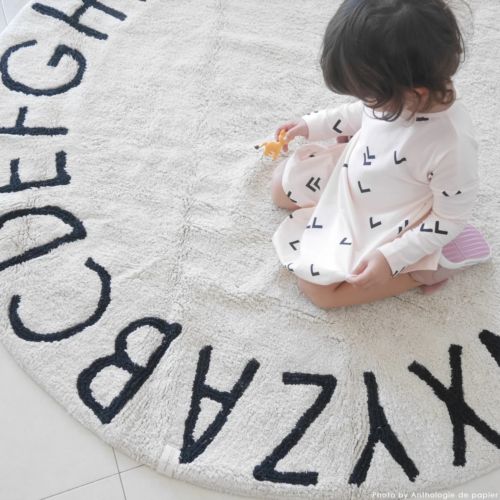 Lorena Canals Machine Washable Rug - ABC Natural/Black - Image 3