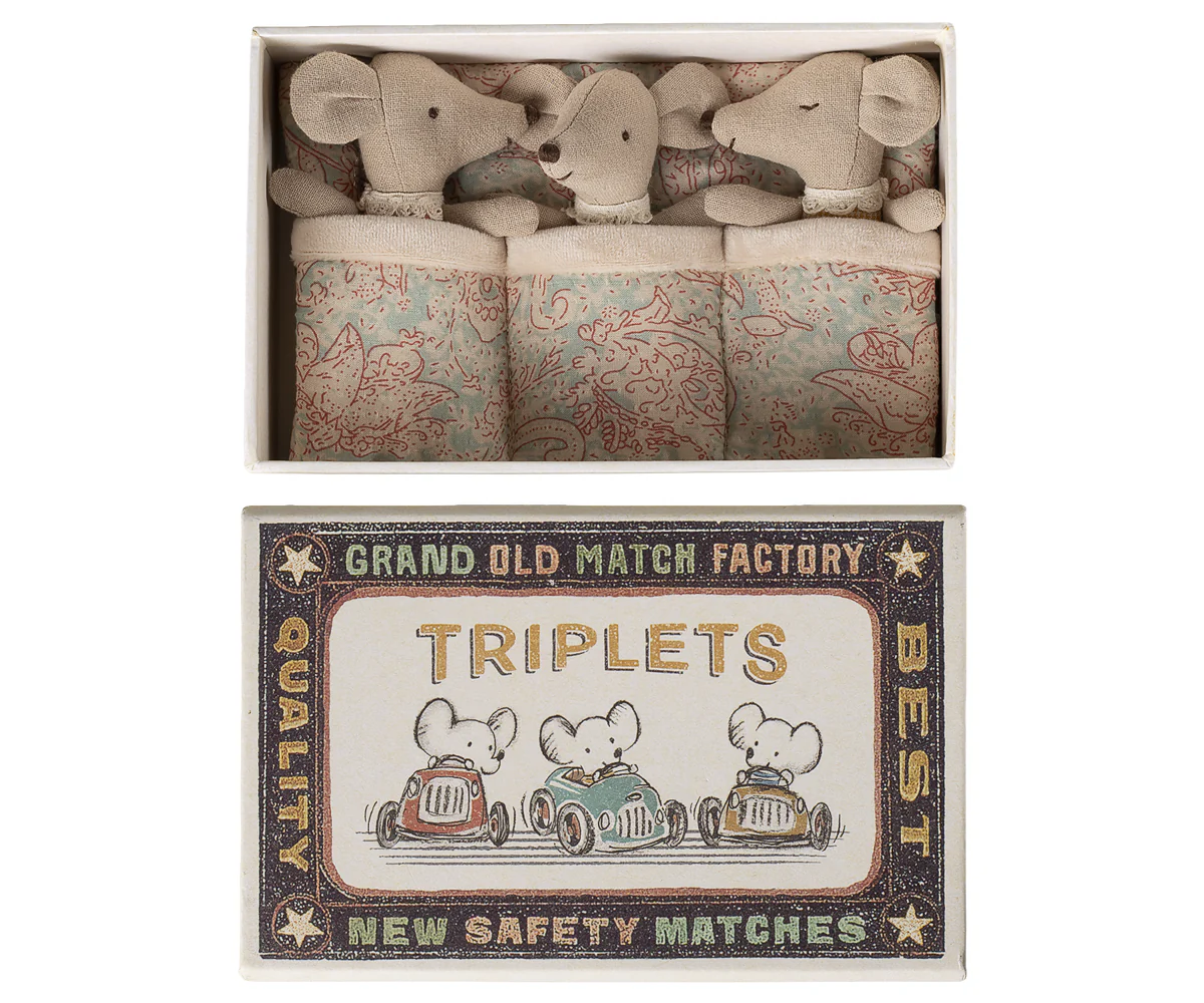 Maileg Baby Mice - Triplet in a Box - Checker - Image 3