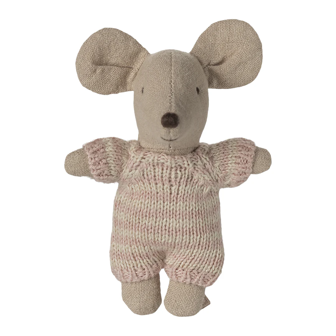 Maileg Carry Cot & Baby Mouse - Rose - Image 3