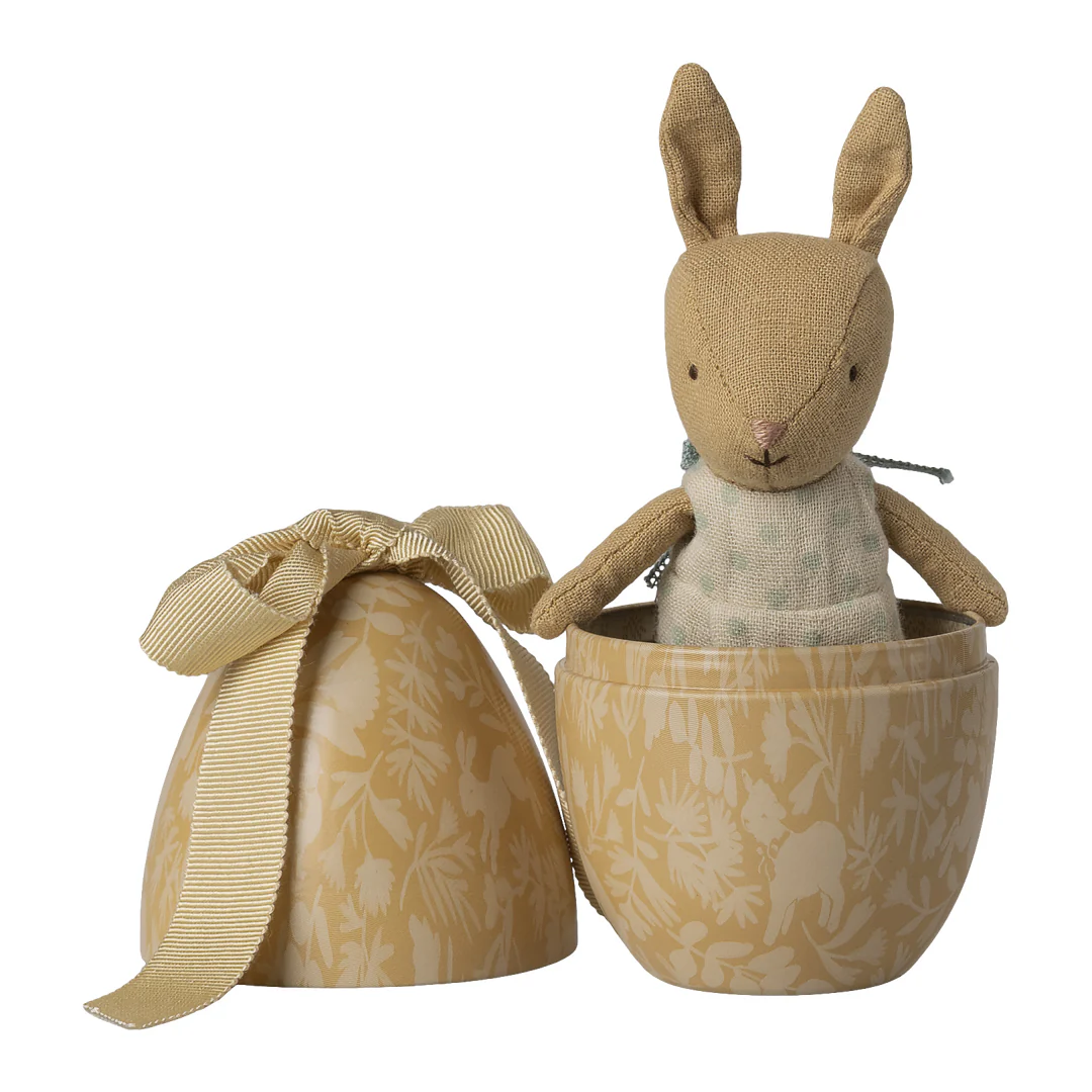 Maileg Easter Egg With Micro Bunny - Cream Yellow