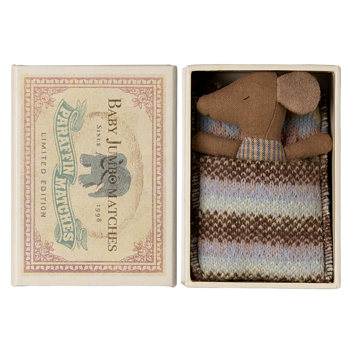 Maileg Sleepy Baby Mouse In A Matchbox - Girl - Image 3