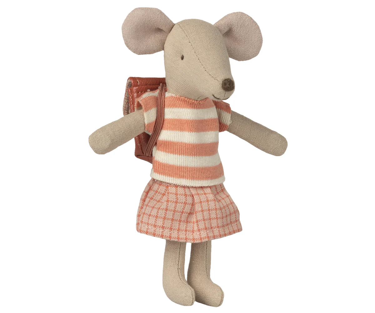 Maileg Tricycle Mouse, Big Sister - Coral - Image 3