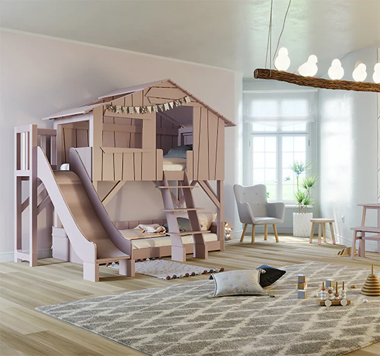 Mathy By Bols Treehouse Bunk Bed with Slide - Colour Lacquer (20+ Colours) - Image 4