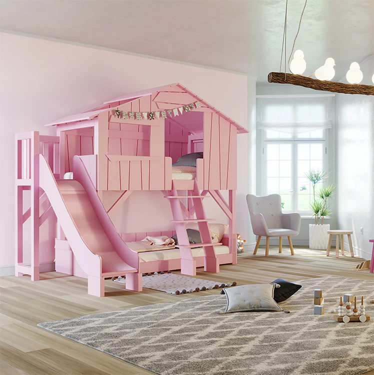 Mathy By Bols Treehouse Bunk Bed with Slide - Colour Lacquer (20+ Colours) - Image 5