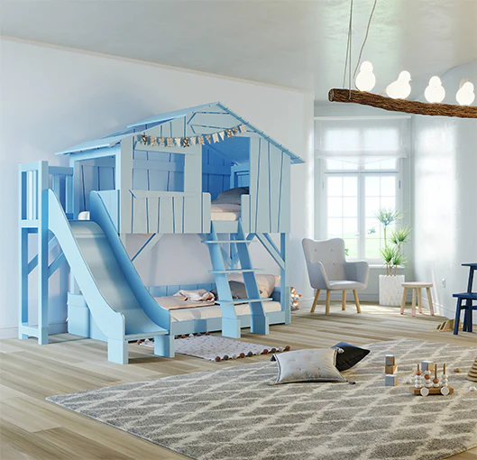Mathy By Bols Treehouse Bunk Bed with Slide - Colour Lacquer (20+ Colours) - Image 6