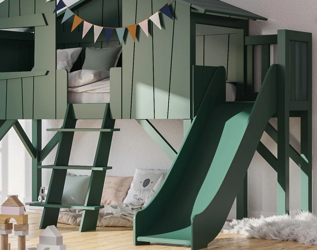 Mathy By Bols Treehouse Childs Single Bed + Slide & Platform - Colour Lacquer (20+ Colours) - Image 3