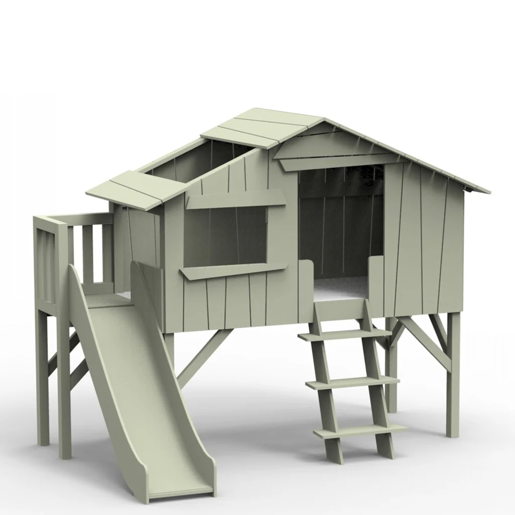 Mathy By Bols Treehouse Childs Single Bed + Slide & Platform - Colour Lacquer (20+ Colours) - Image 7