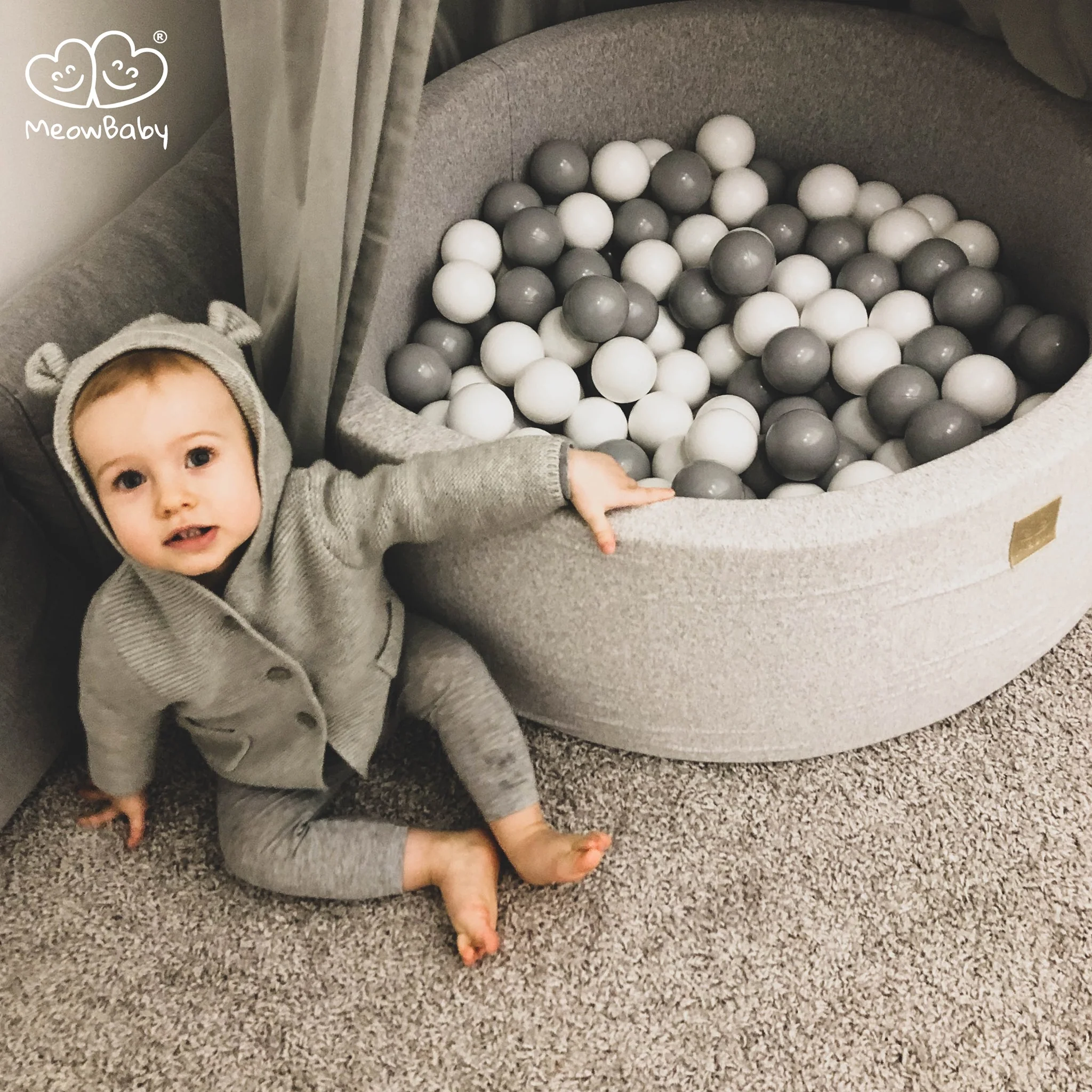 Meowbaby Light Grey Ball Pit - Various Ball Colours - Image 3