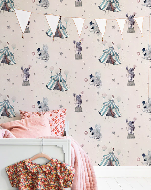 Mrs Mighetto Wallpaper - Powder Pink Circus - Image 3