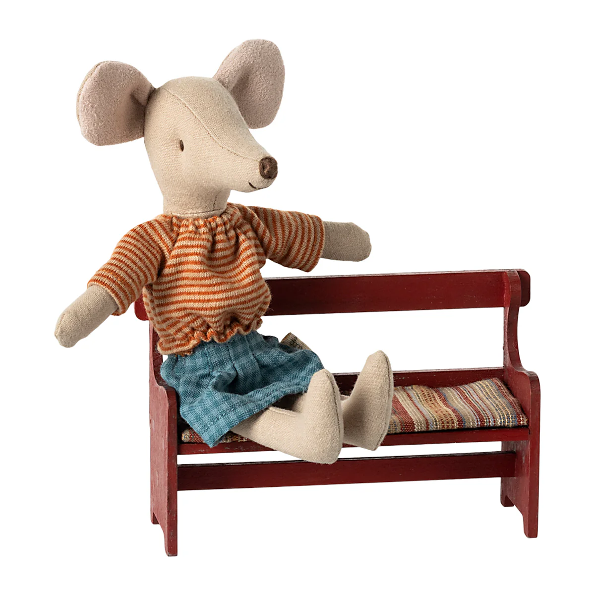 New Maileg Mouse Bench- Red - Image 2