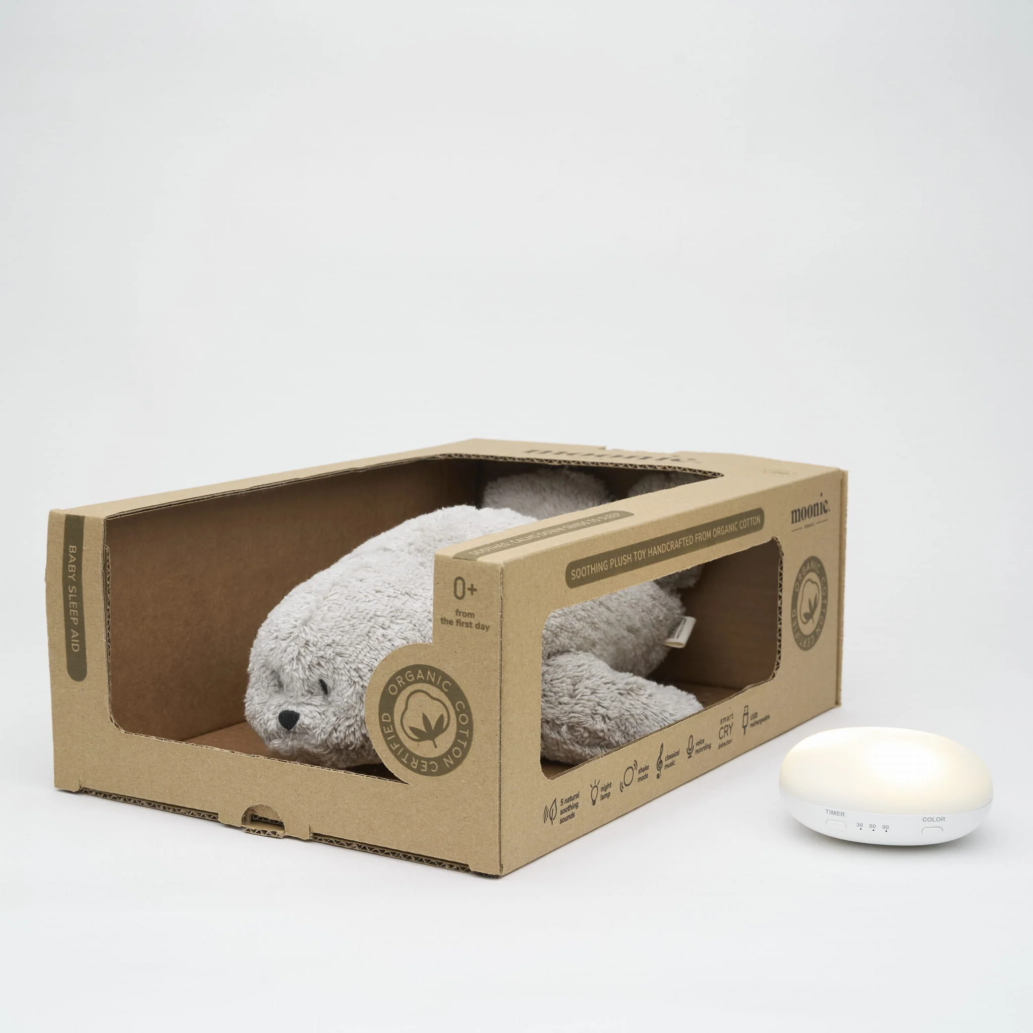 NEW Moonie 2.0 Organic Humming Seal Sleep Aid - Grey - Image 2