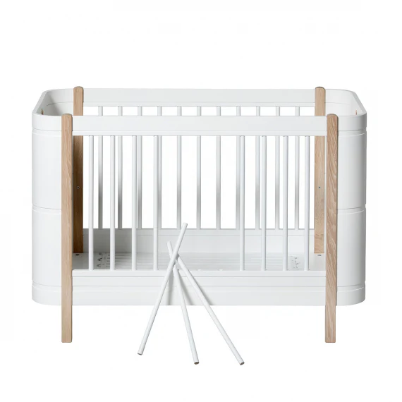 Oliver Furniture Wood Mini+ Cot Bed (0-9yrs) - White/Oak - Image 11