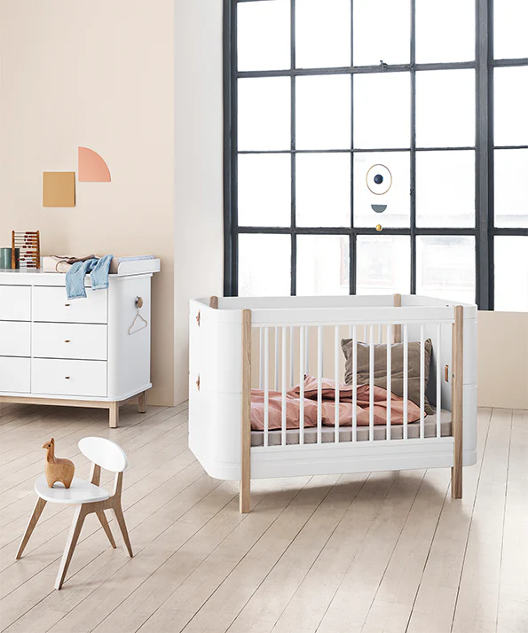 Oliver Furniture Wood Mini+ Cot Bed (0-9yrs) - White/Oak - Image 4