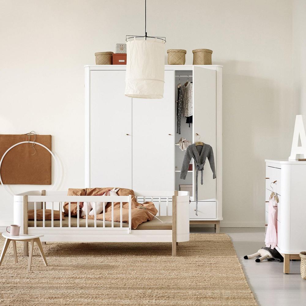 Oliver Furniture Wood Mini+ Cot Bed (0-9yrs) - White/Oak - Image 5