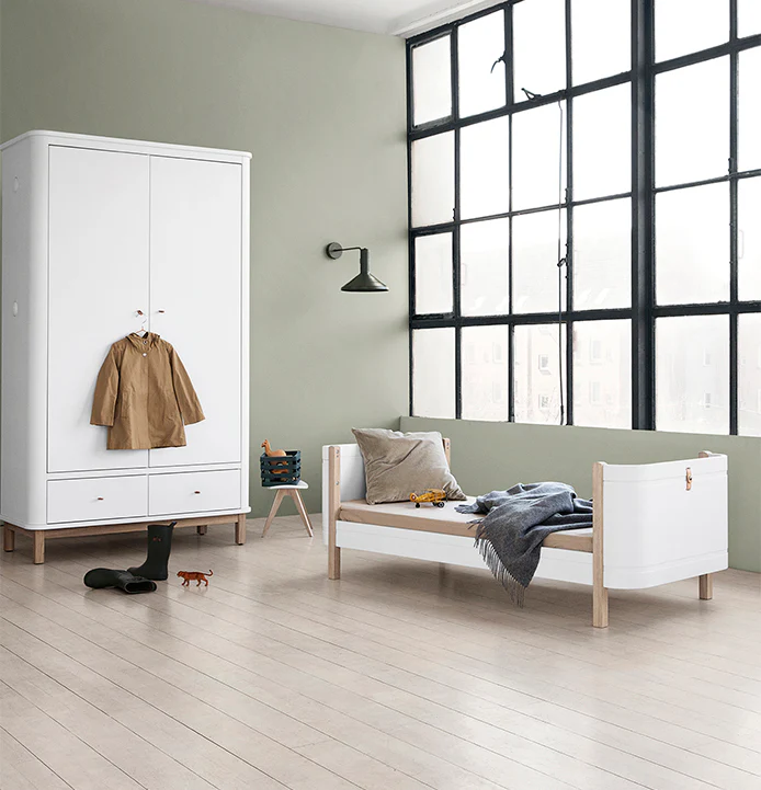 Oliver Furniture Wood Mini+ Cot Bed (0-9yrs) - White/Oak - Image 6