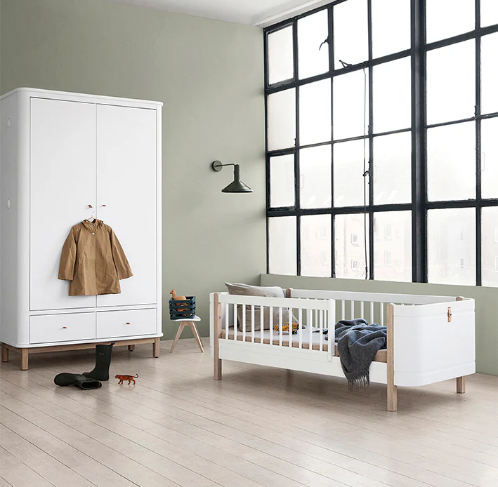 Oliver Furniture Wood Mini+ Cot Bed (0-9yrs) - White/Oak - Image 7