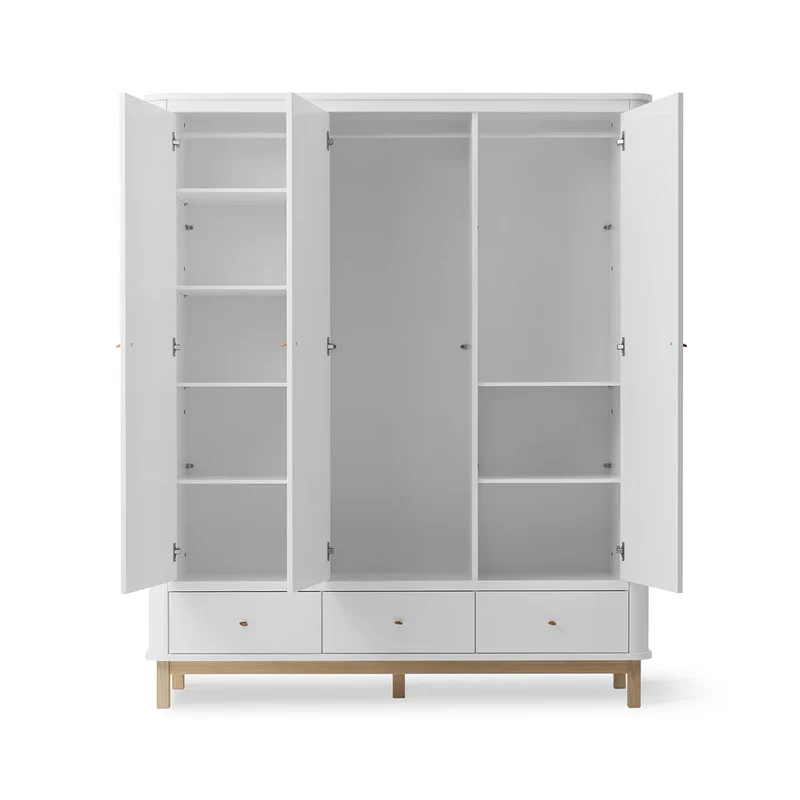 Oliver Furniture Wood Wardrobe 3 Door - White |Oak - Image 3