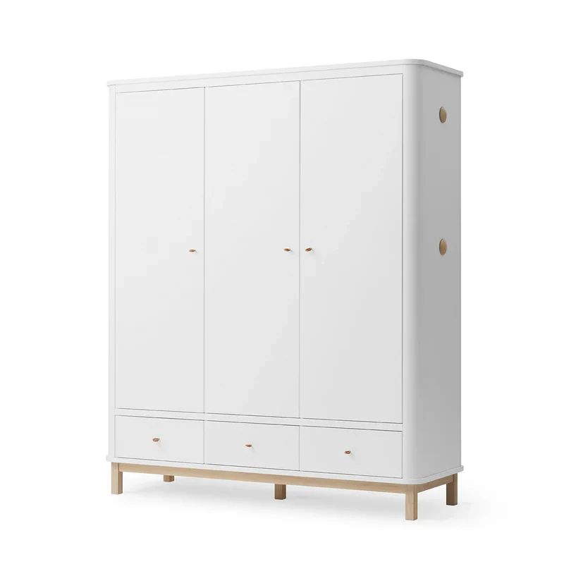 Oliver Furniture Wood Wardrobe 3 Door - White |Oak - Image 4