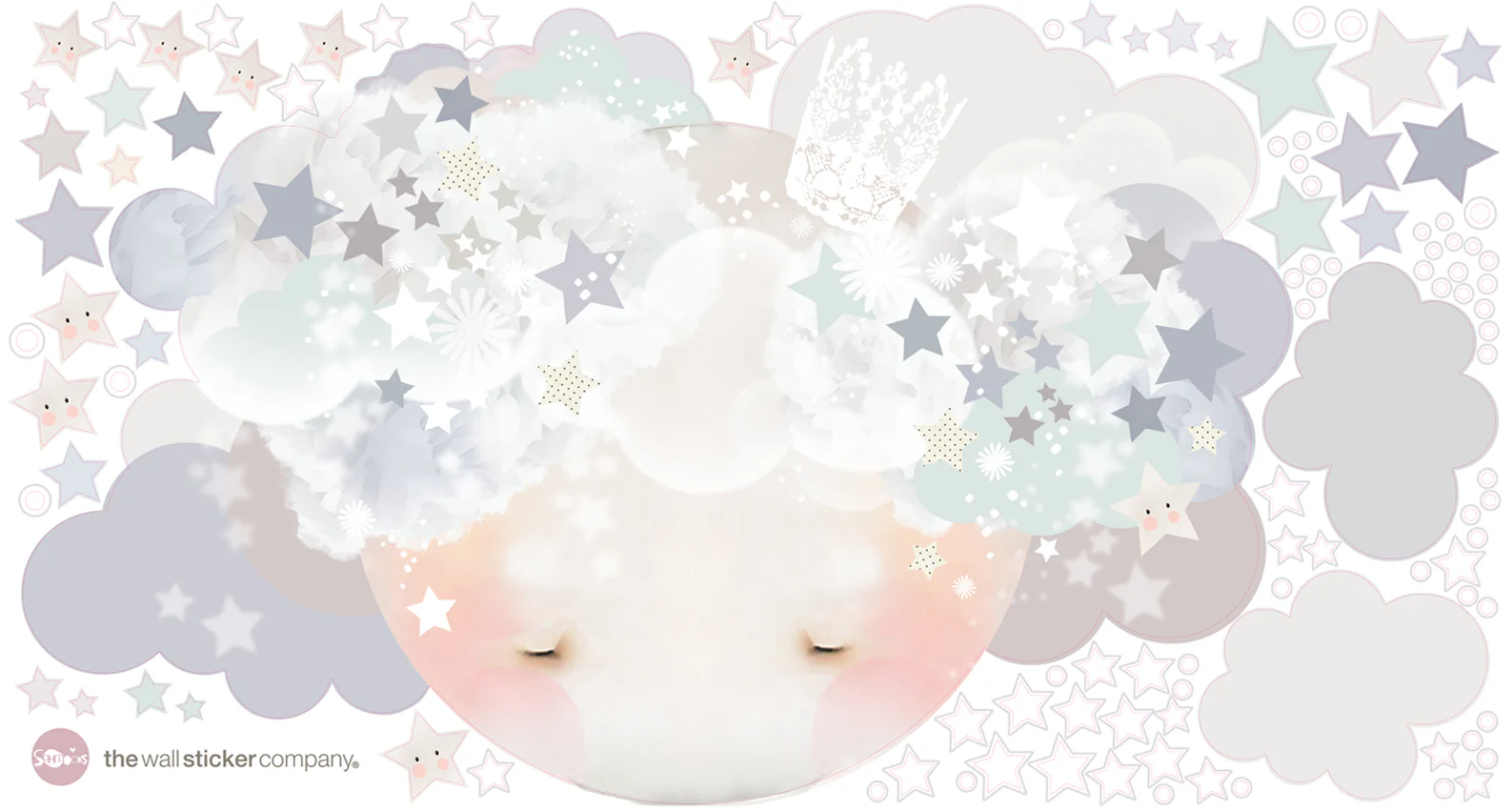 Sleepy Moon Wall Stickers Blue - Image 3
