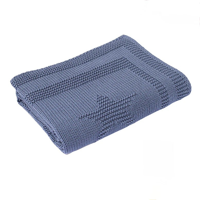 Star Knit Cotton Baby Blanket - Storm Blue - Image 2