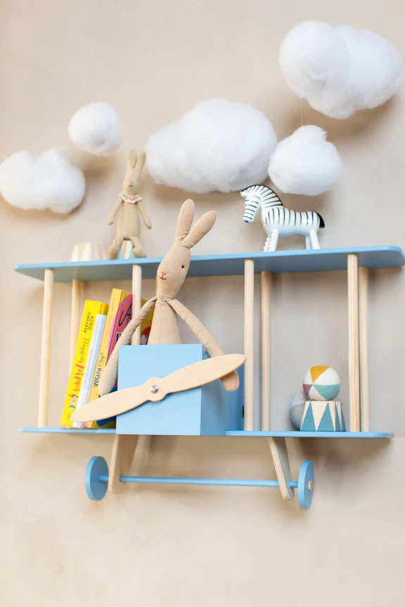 Up Warsaw Airplane Wooden Shelf - Blue - Image 3
