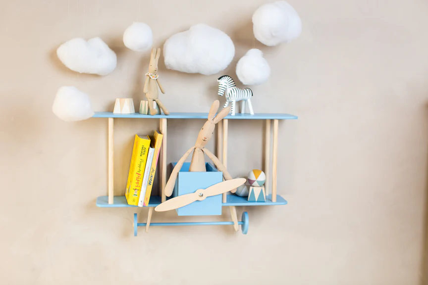 Up Warsaw Airplane Wooden Shelf - Blue - Image 4