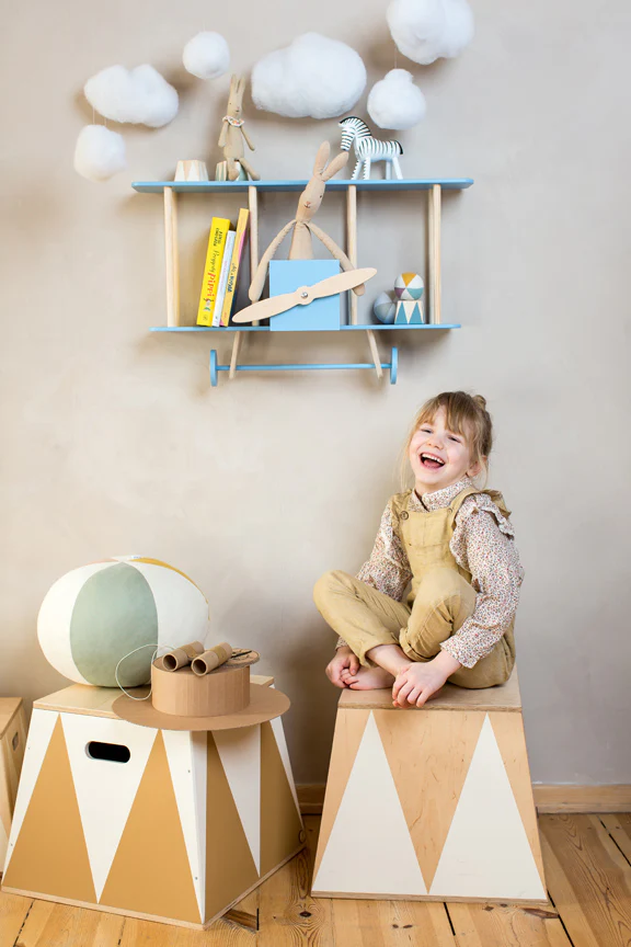 Up Warsaw Airplane Wooden Shelf - Blue - Image 5