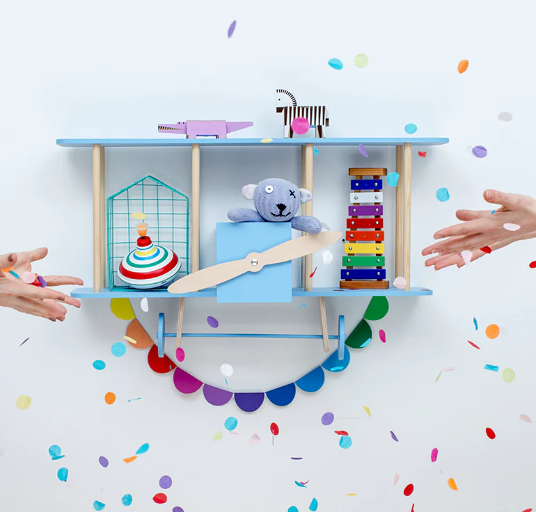 Up Warsaw Airplane Wooden Shelf - Blue - Image 7