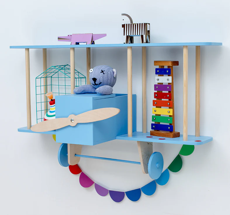 Up Warsaw Airplane Wooden Shelf - Blue - Image 8