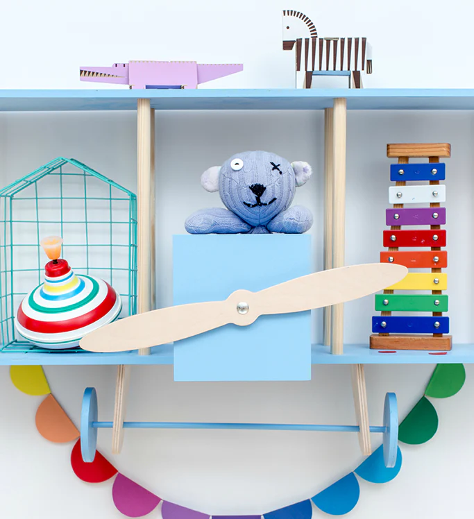 Up Warsaw Airplane Wooden Shelf - Blue - Image 9