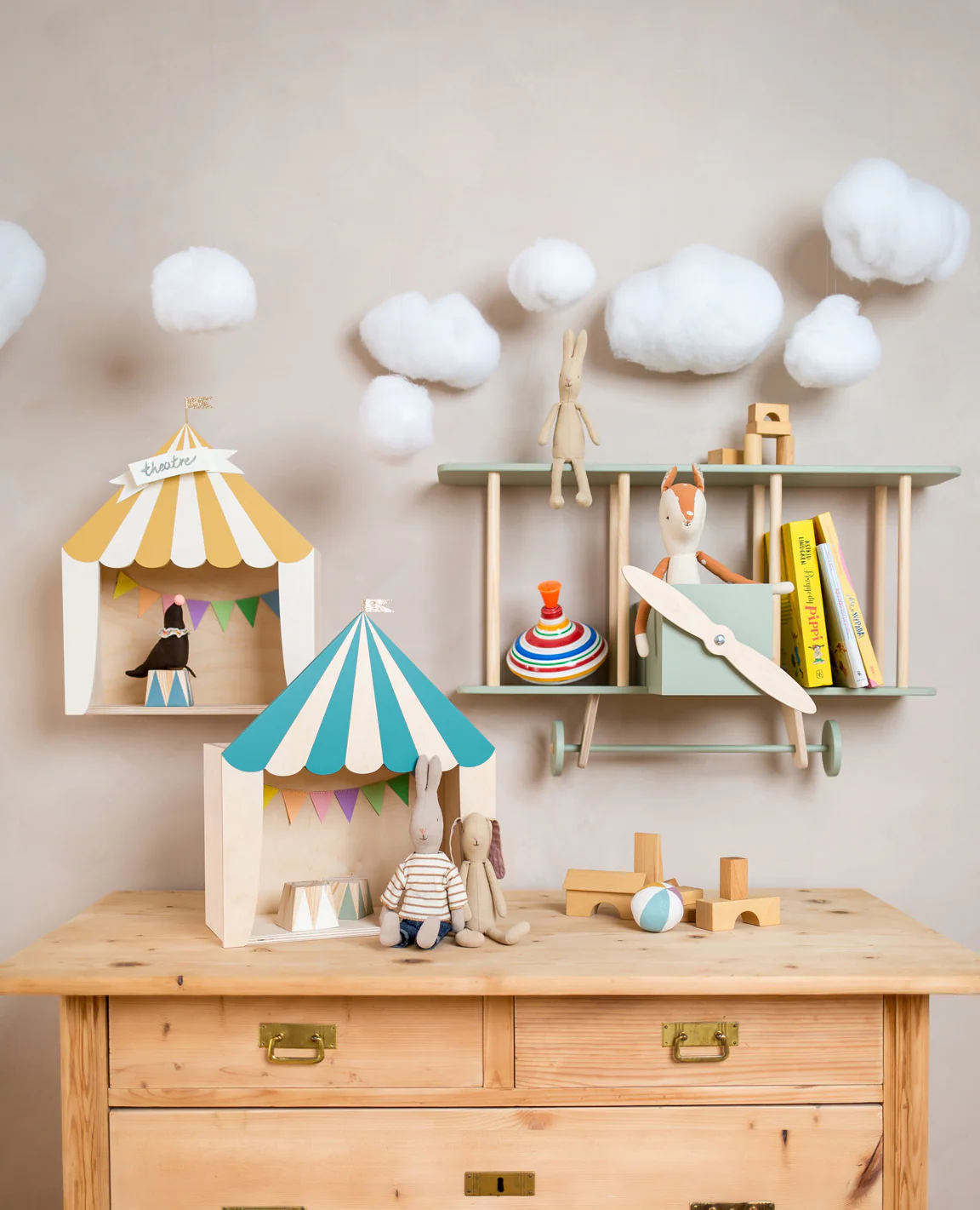 Warsaw Airplane Wooden Shelf - Sage Green - Image 3