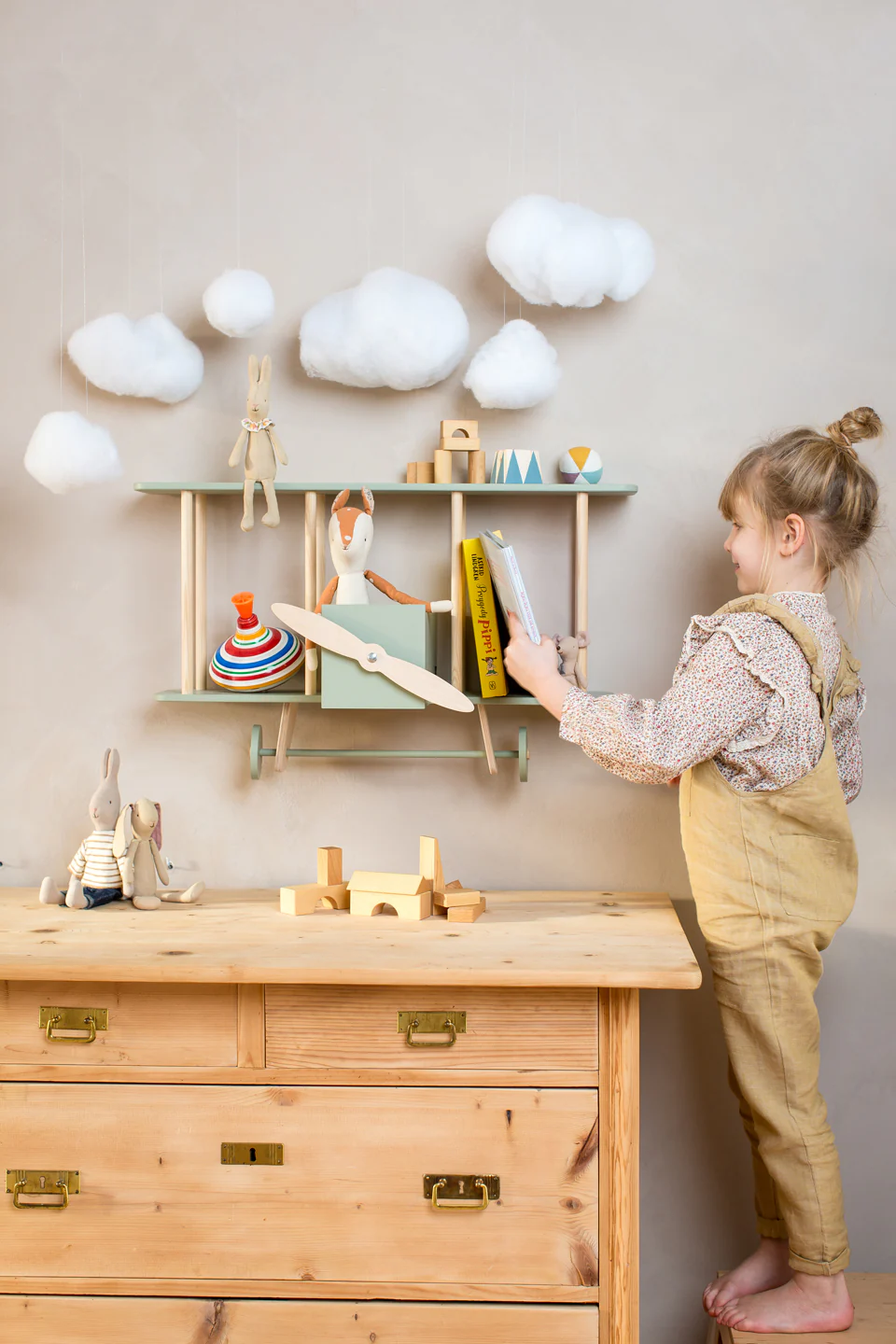 Warsaw Airplane Wooden Shelf - Sage Green - Image 4