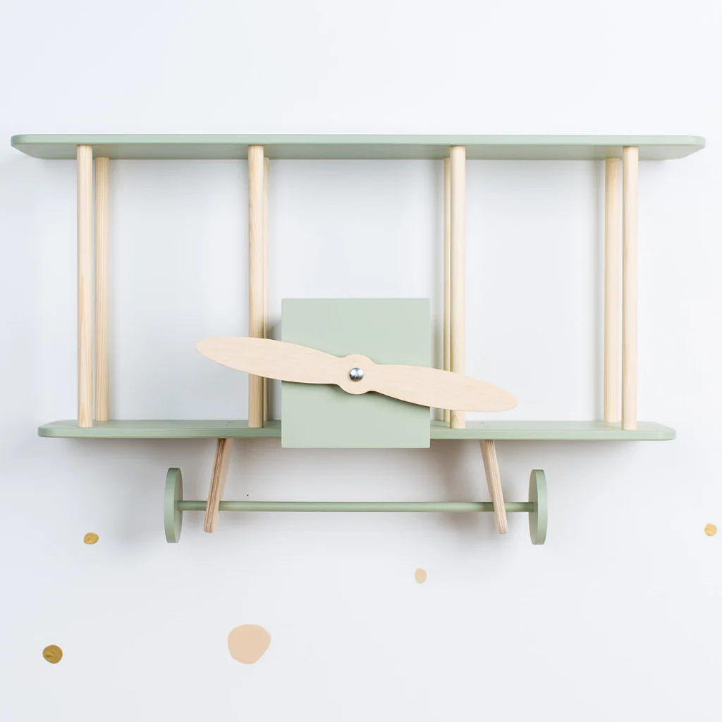 Warsaw Airplane Wooden Shelf - Sage Green - Image 7
