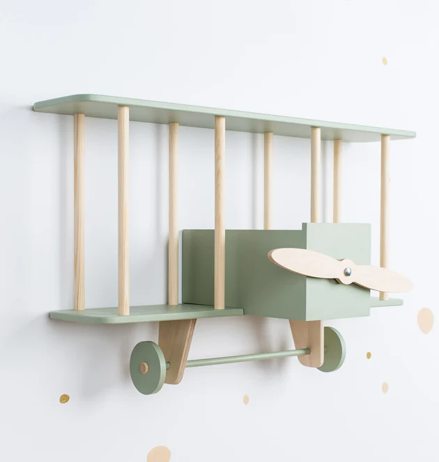 Warsaw Airplane Wooden Shelf - Sage Green - Image 9
