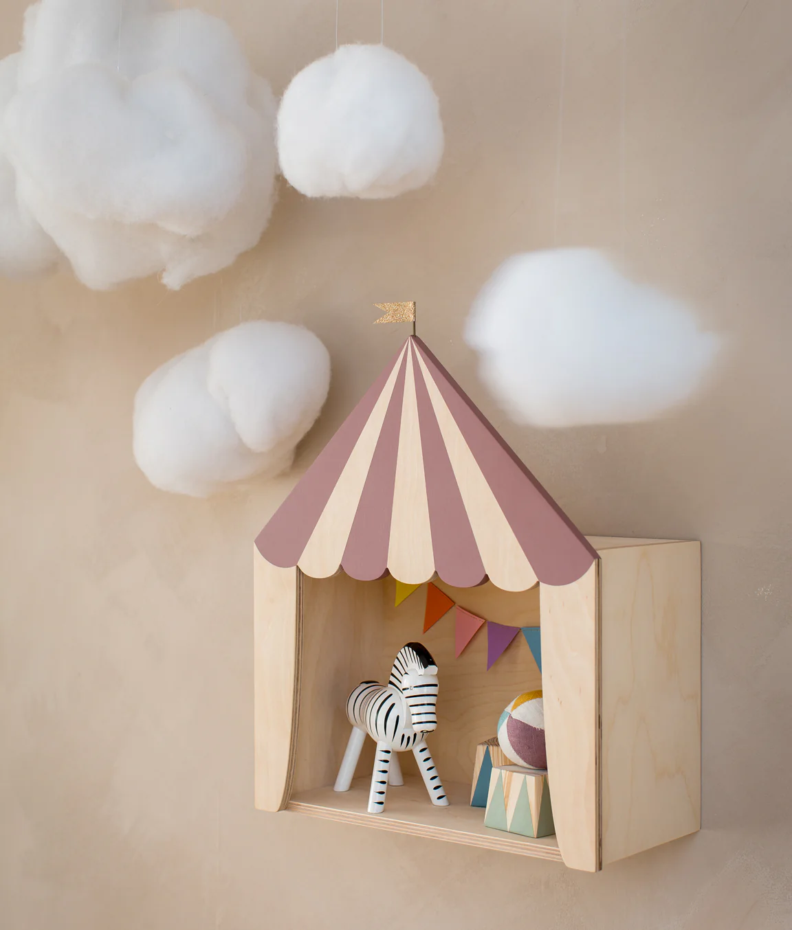 Up Warsaw Circus Wooden Shelf - Dusty Pink - Image 7