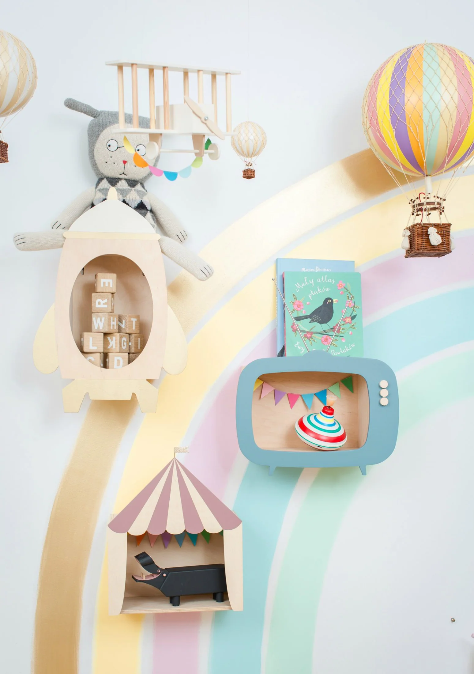 Up Warsaw Circus Wooden Shelf - Dusty Pink - Image 9