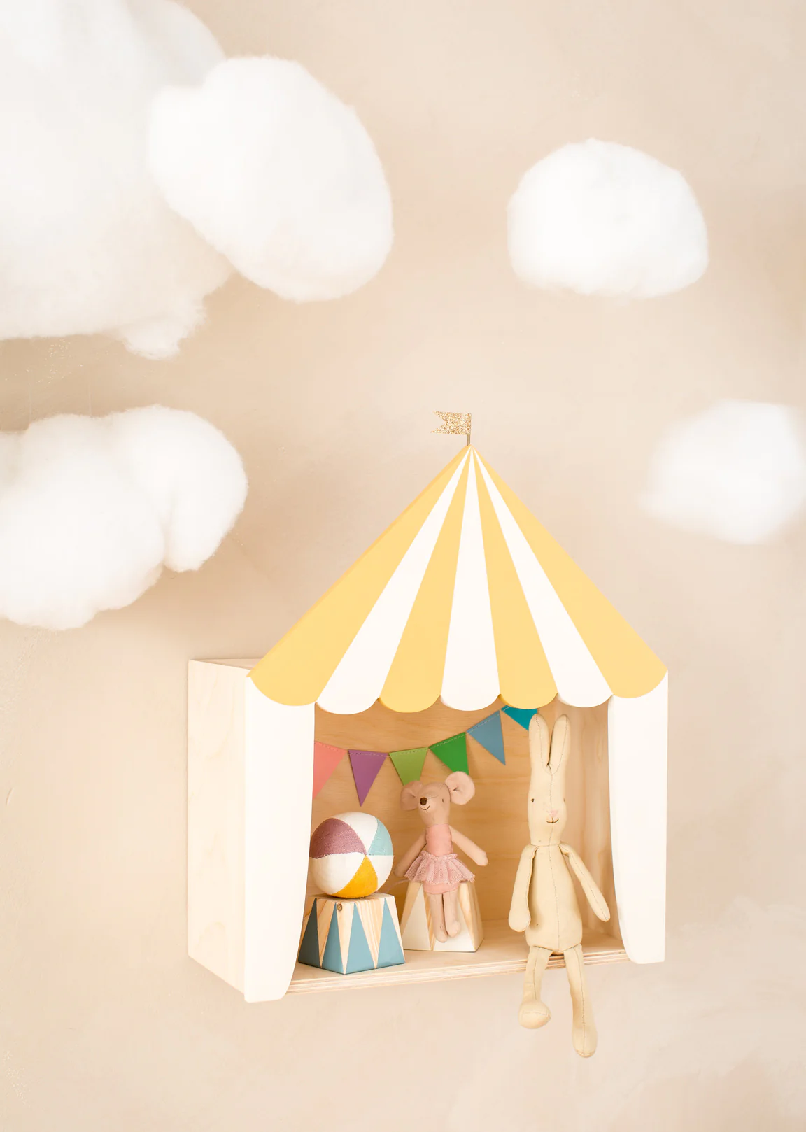 Up Warsaw Circus Wooden Shelf - Mustard/White - Image 8