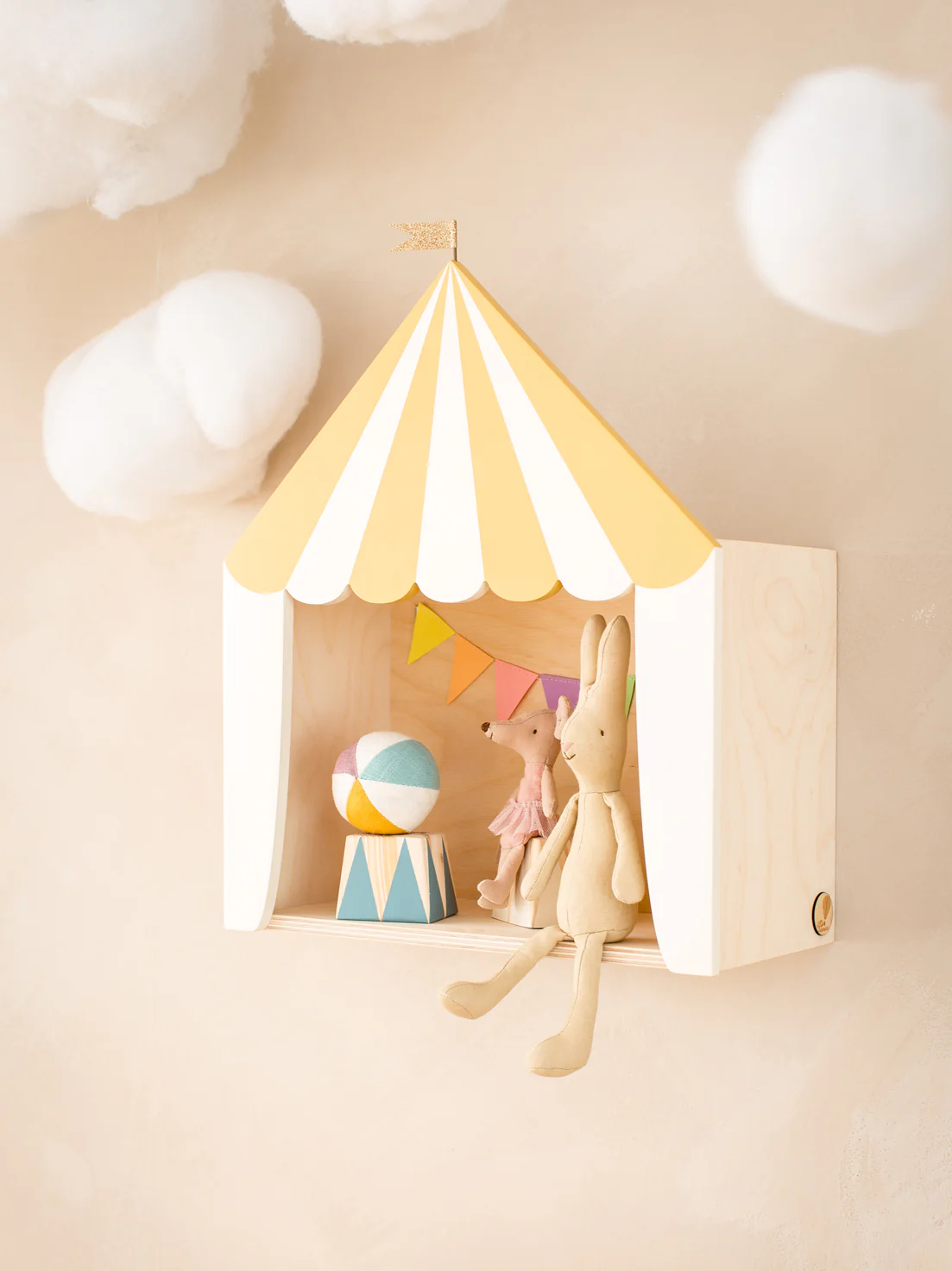 Up Warsaw Circus Wooden Shelf - Mustard/White - Image 9