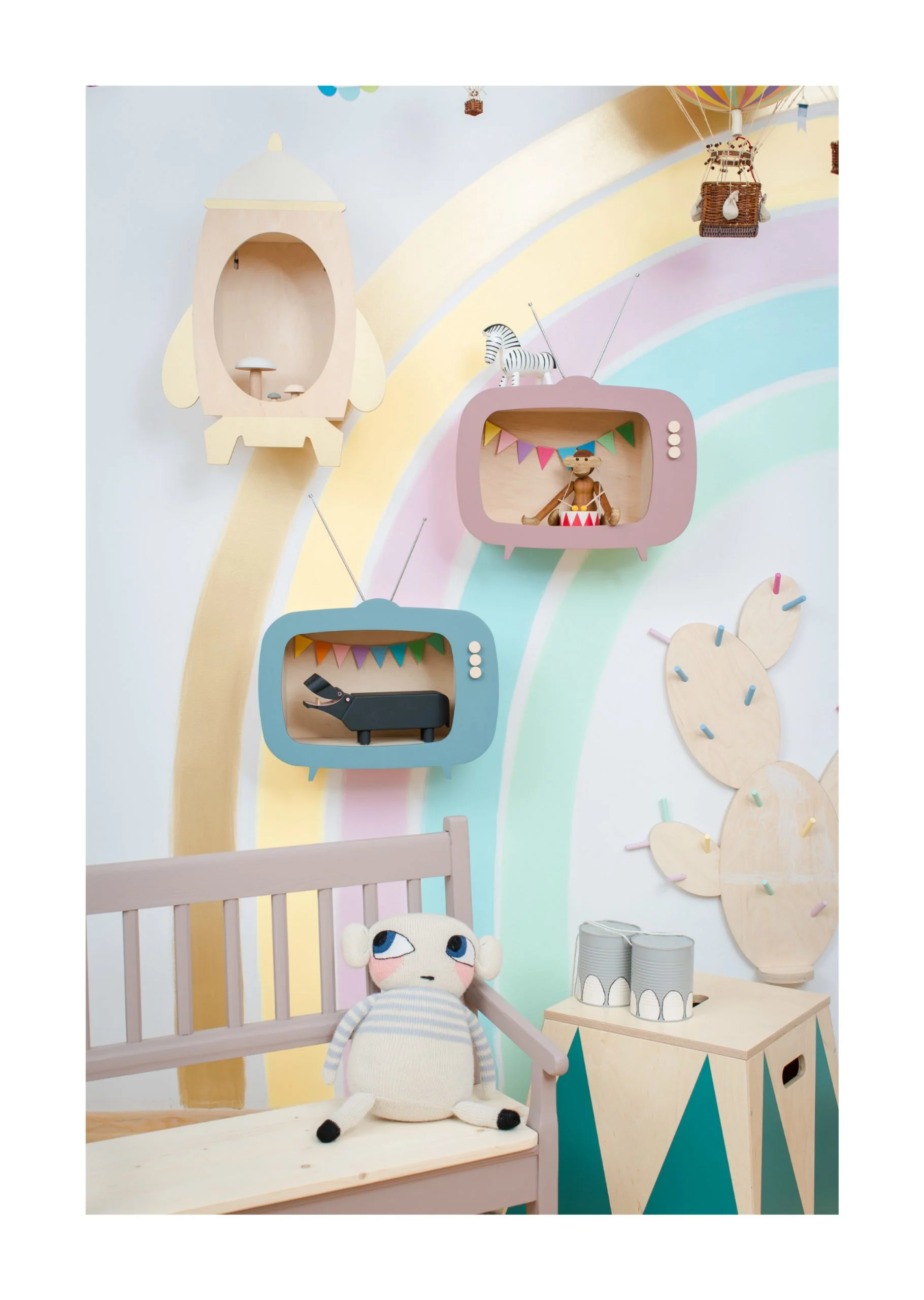 Up Warsaw Kids TV Wooden Shelf - Dusty Pink - Image 7