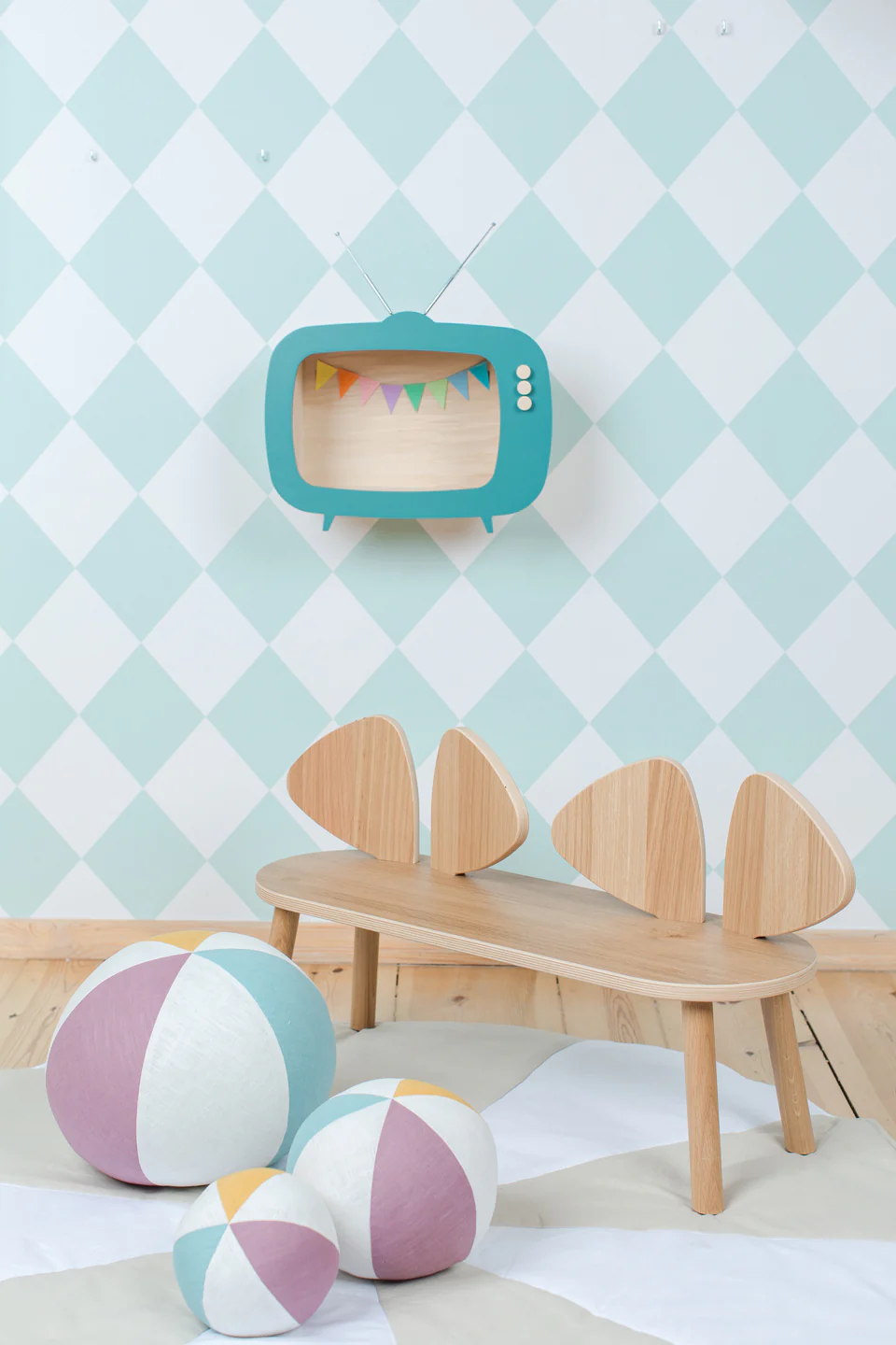 Up Warsaw Kids TV Wooden Shelf - Ocean Green - Image 5
