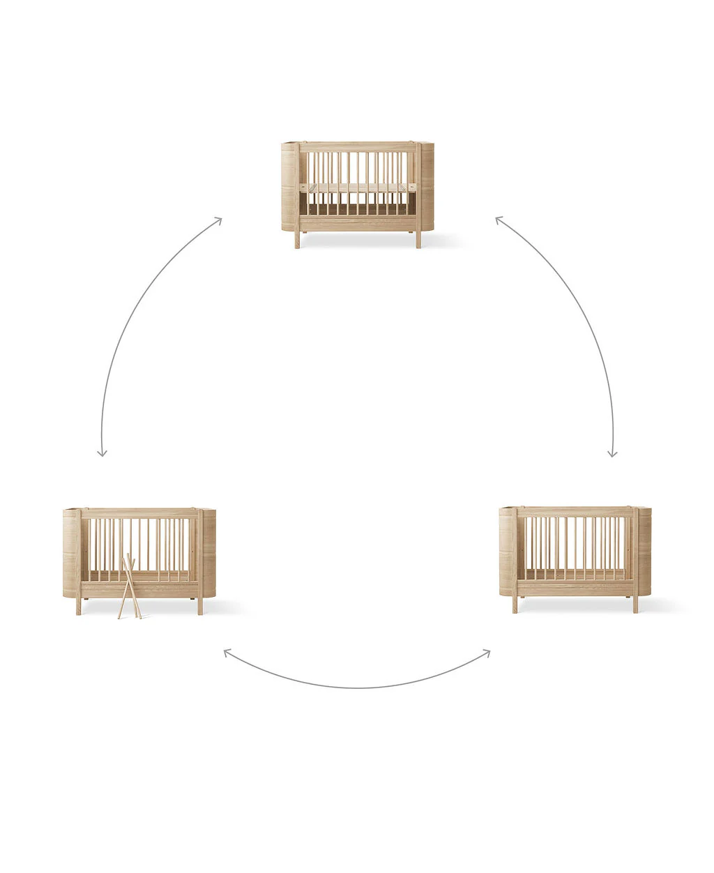 Wood Mini+ Cot Bed Excl. Junior Kit - Oak - Image 8