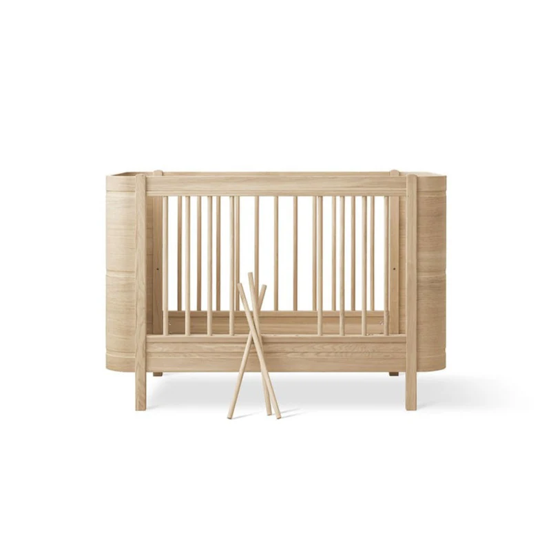 Wood Mini+ Cot Bed Incl. Junior Kit (0-9yrs) - Oak - Image 7