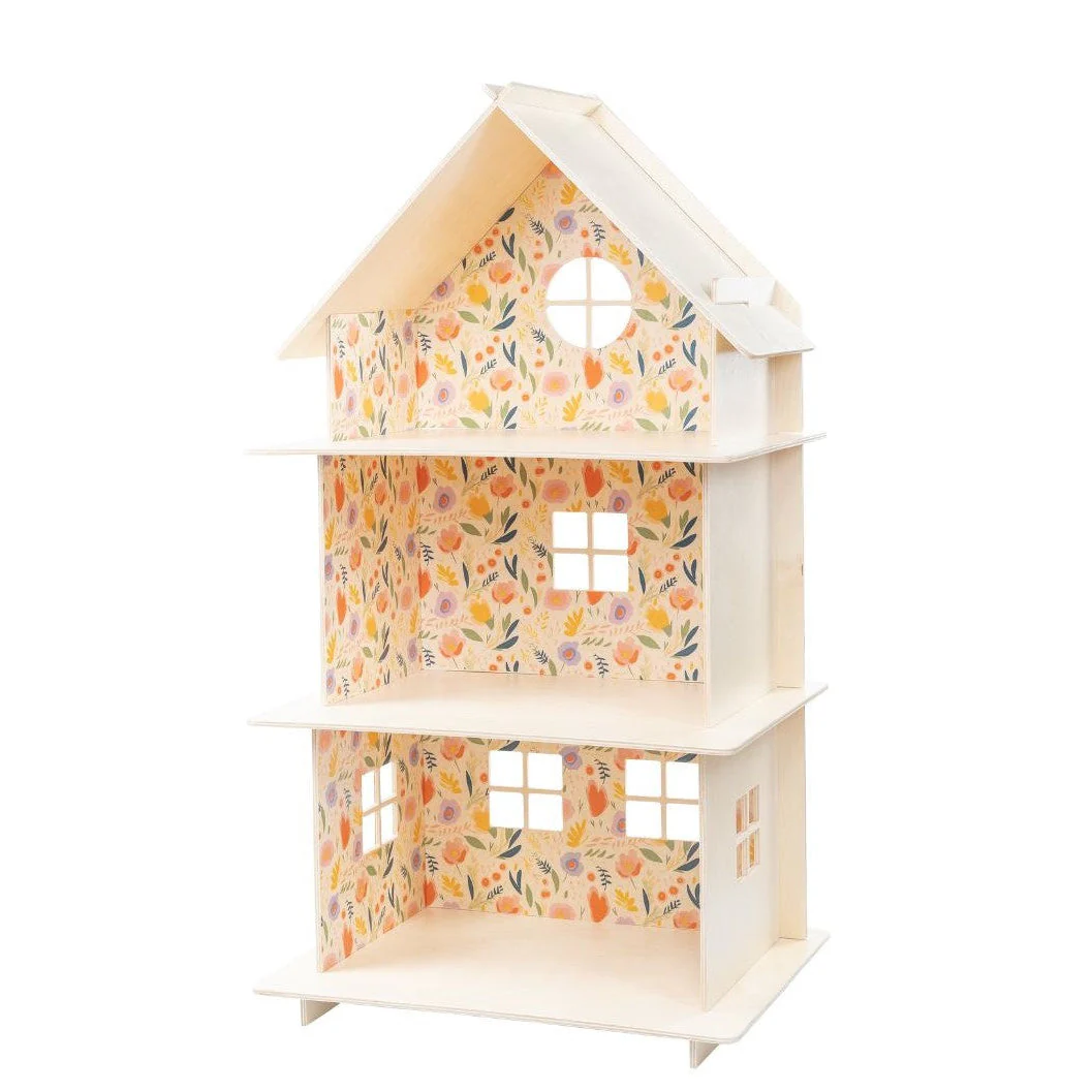 Large Wooden Dollhouse - Spring Flowers